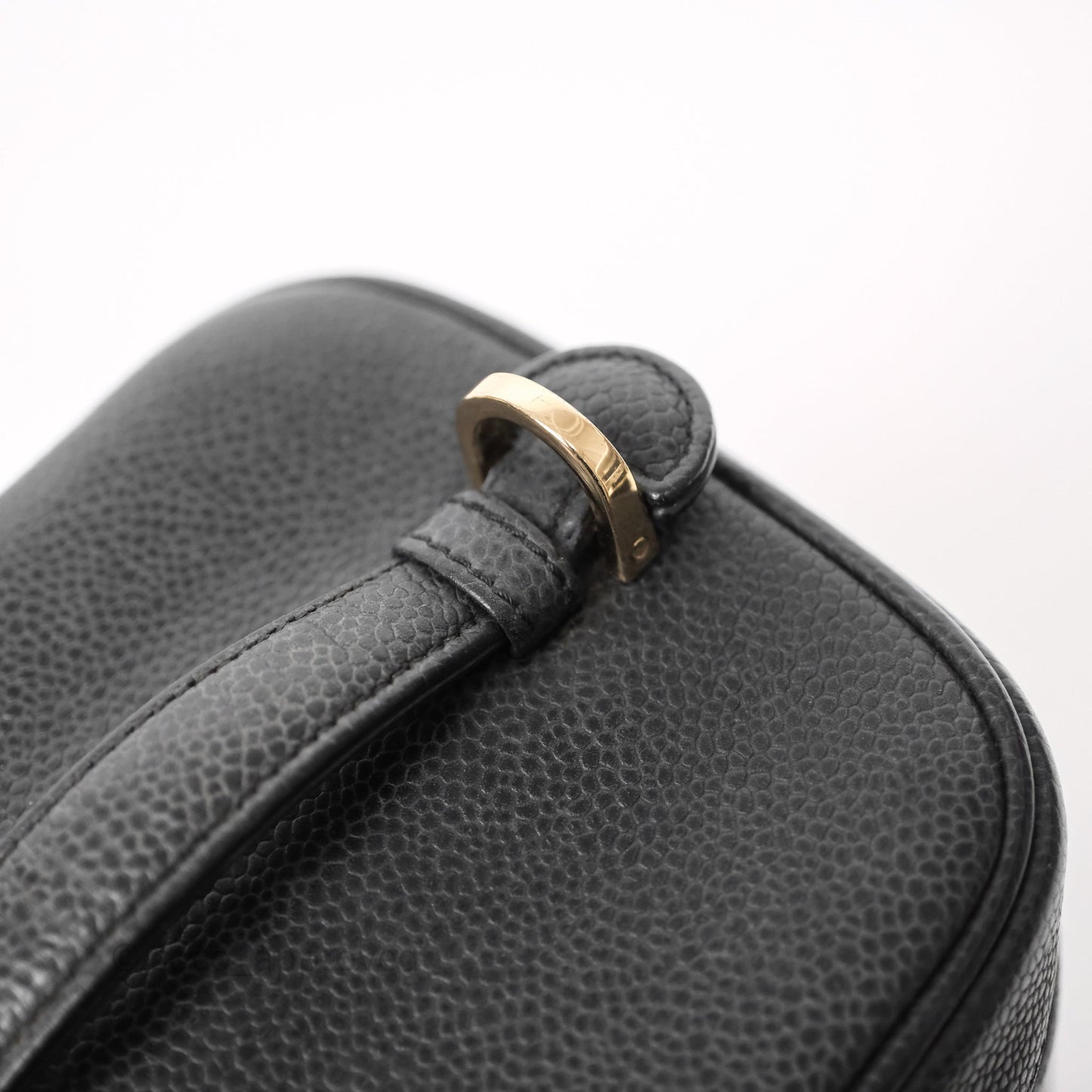 Chanel Vintage Vanity Case Black Caviar Gold Hardware