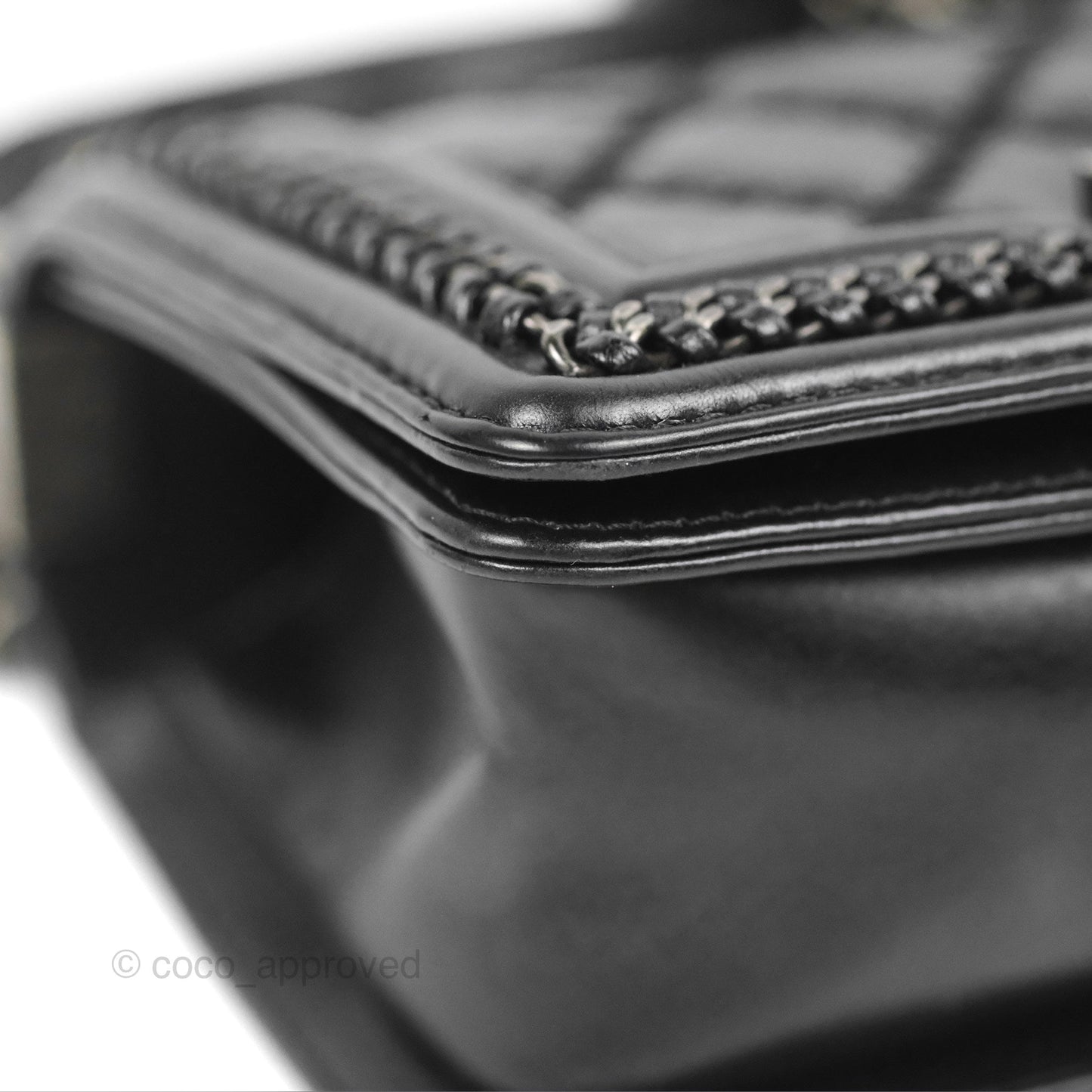 Chanel Small Chain Around Top Handle Boy Black Calfskin Ruthenium Hardware