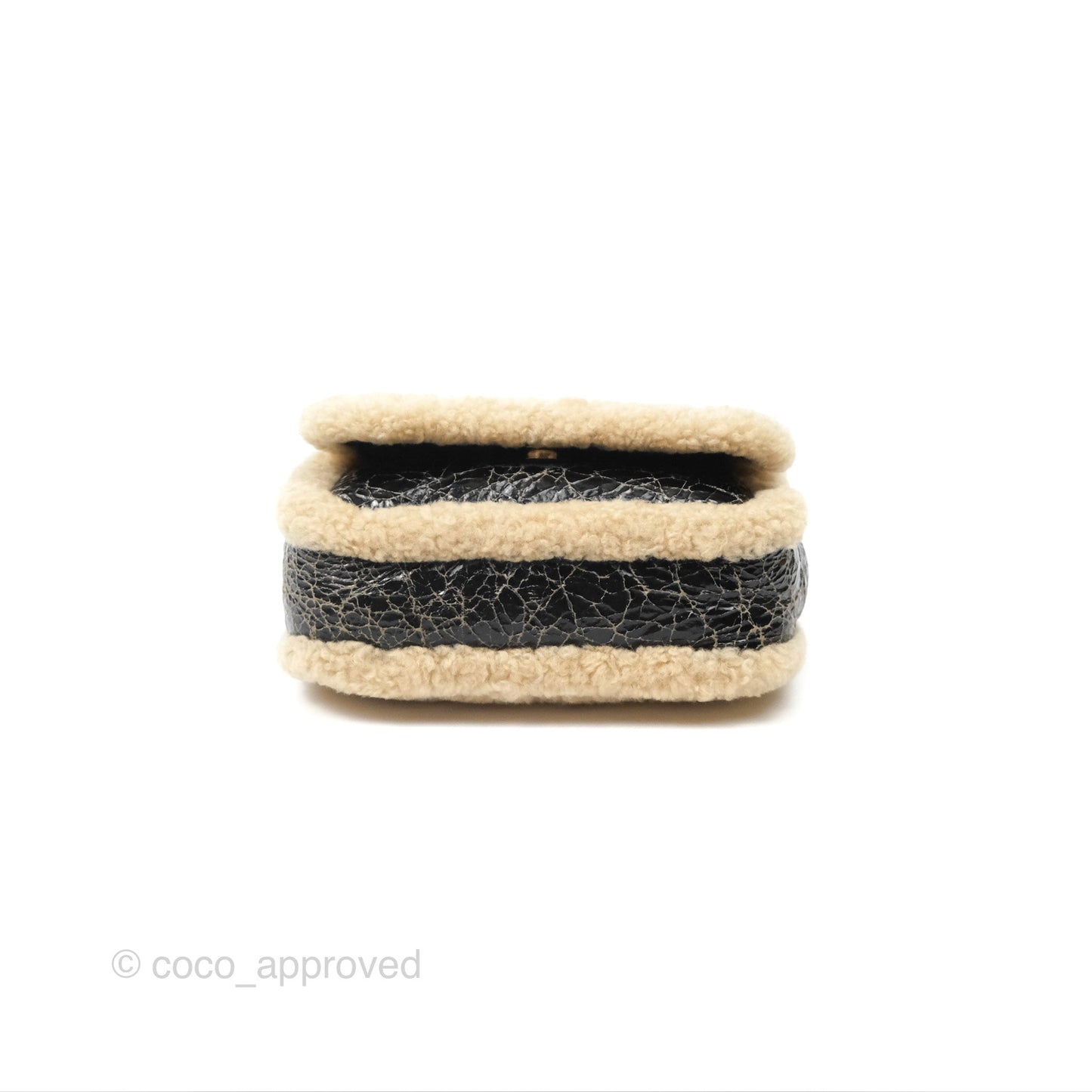 Chanel Mania CC Shearling Flap Bag Black Crumpled Glazed Sheepskin