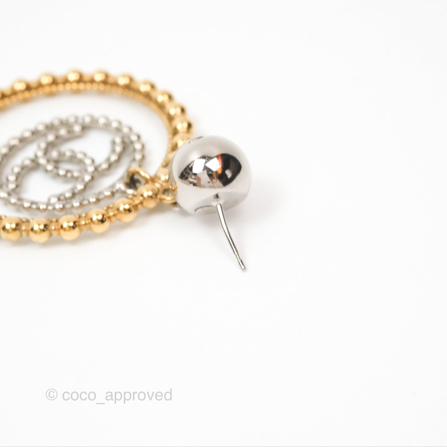 Chanel CC Hoop Drop Earrings Silver Gold Tone 22C