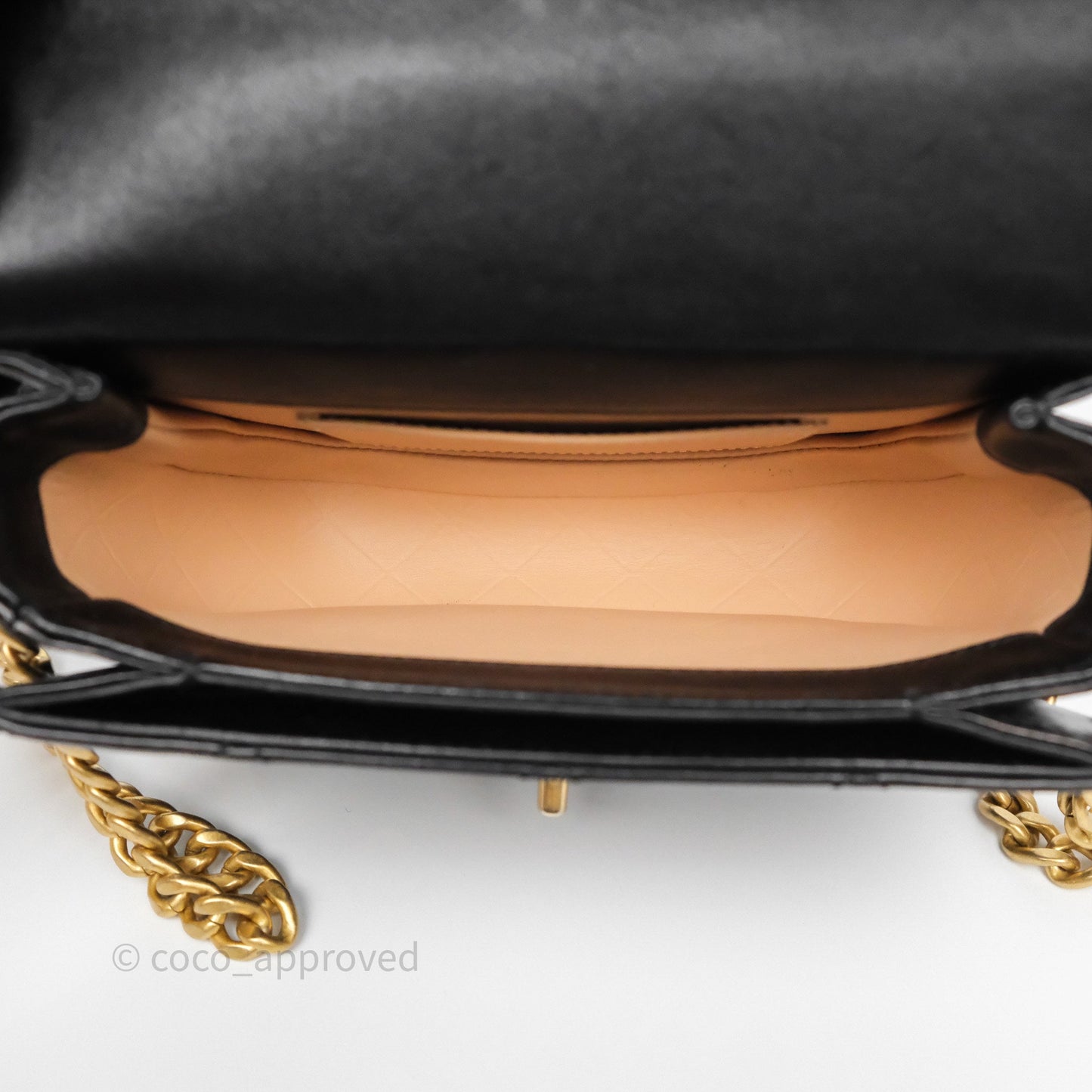 Chanel Mini Moon Messenger Bag Black Calfskin Aged Gold Hardware