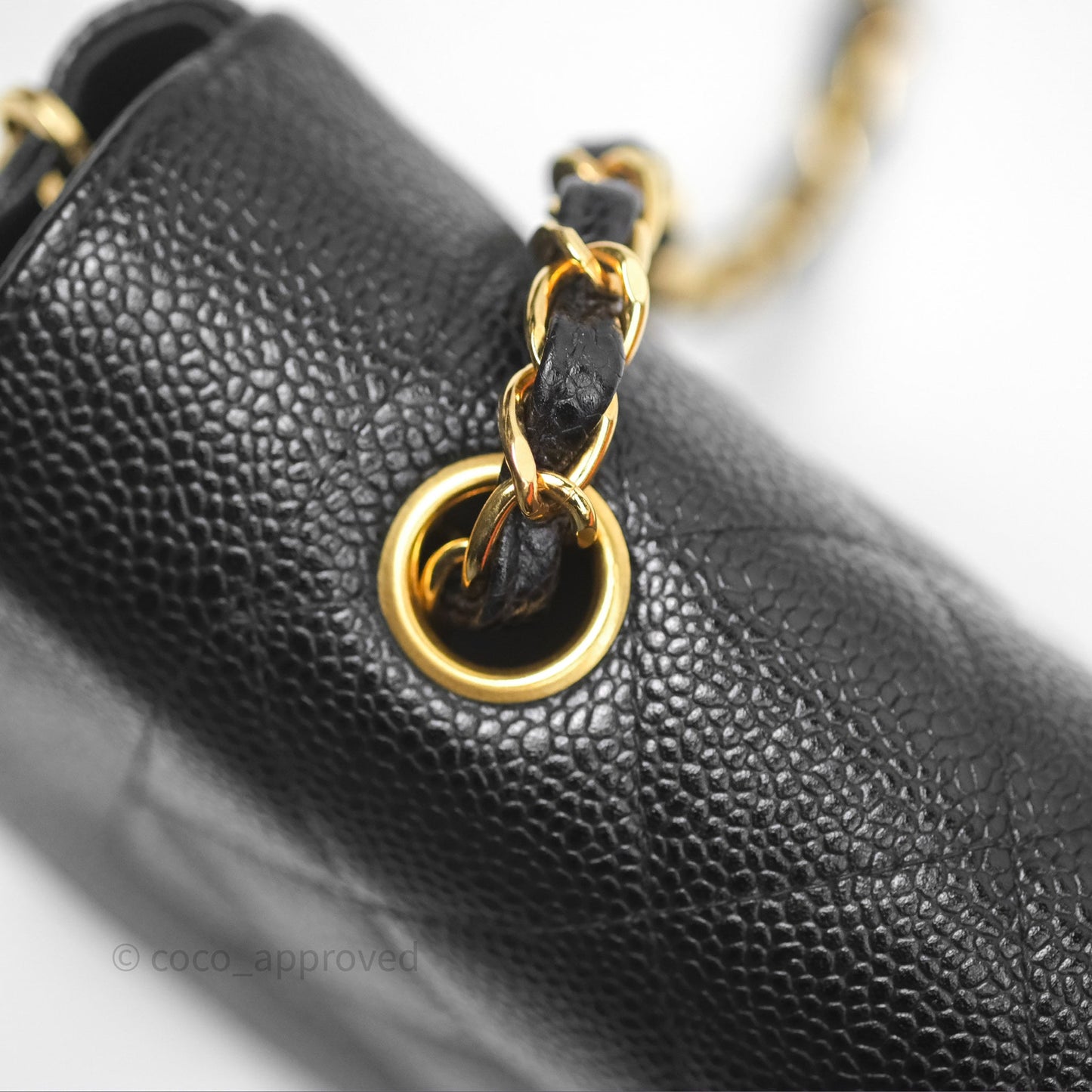 Chanel Small Vintage Quilted Classic Diana Flap Bag Black Caviar 24K Gold Hardware