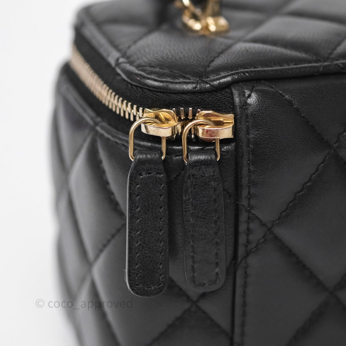 Chanel Crystals Top Handle Vanity Rectangular Black Lambskin Gold Hardware