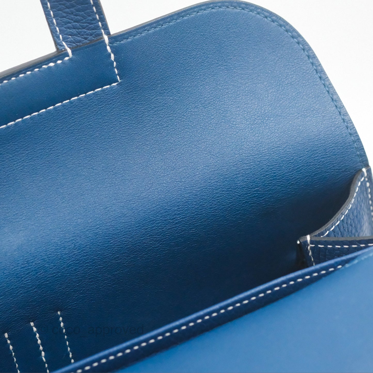 Hermès Halzan 31 Deep Blue S4 Clemence Palladium Hardware