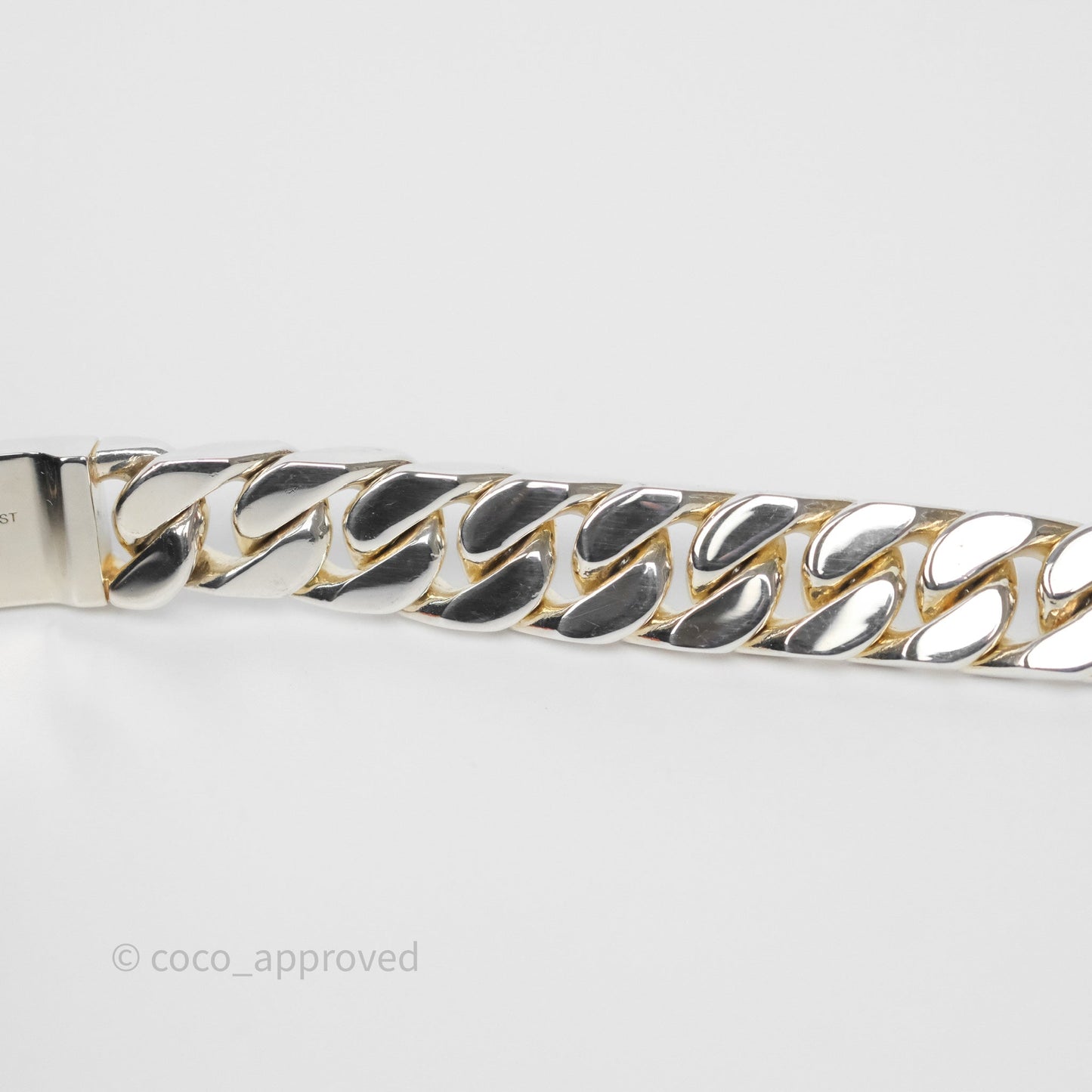 Hermes Kelly Gourmette GM Bracelet Silver Size ST