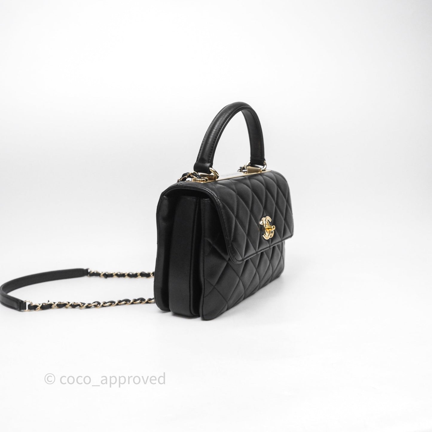 Chanel Small Trendy CC Black Lambskin Gold Hardware