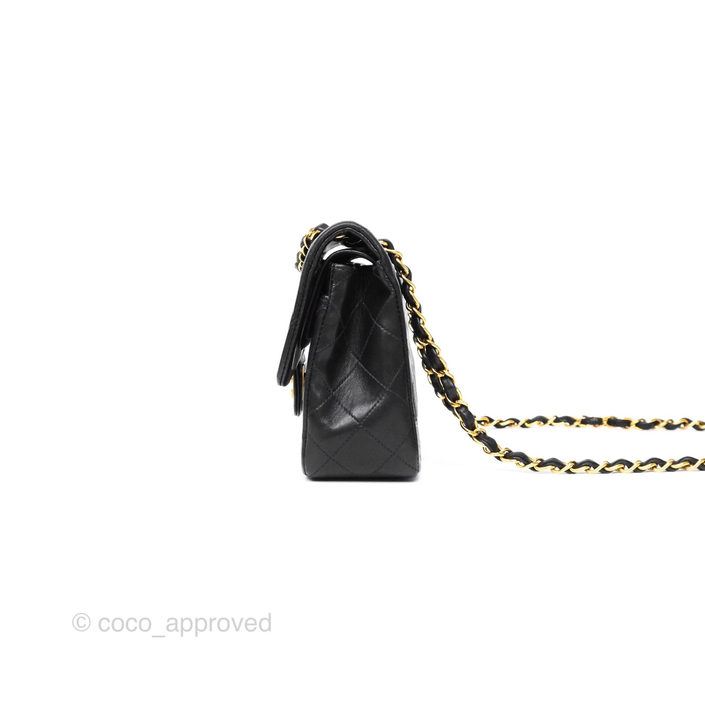 Chanel Vintage Small Classic Flap Black Lambskin 24K Gold Hardware