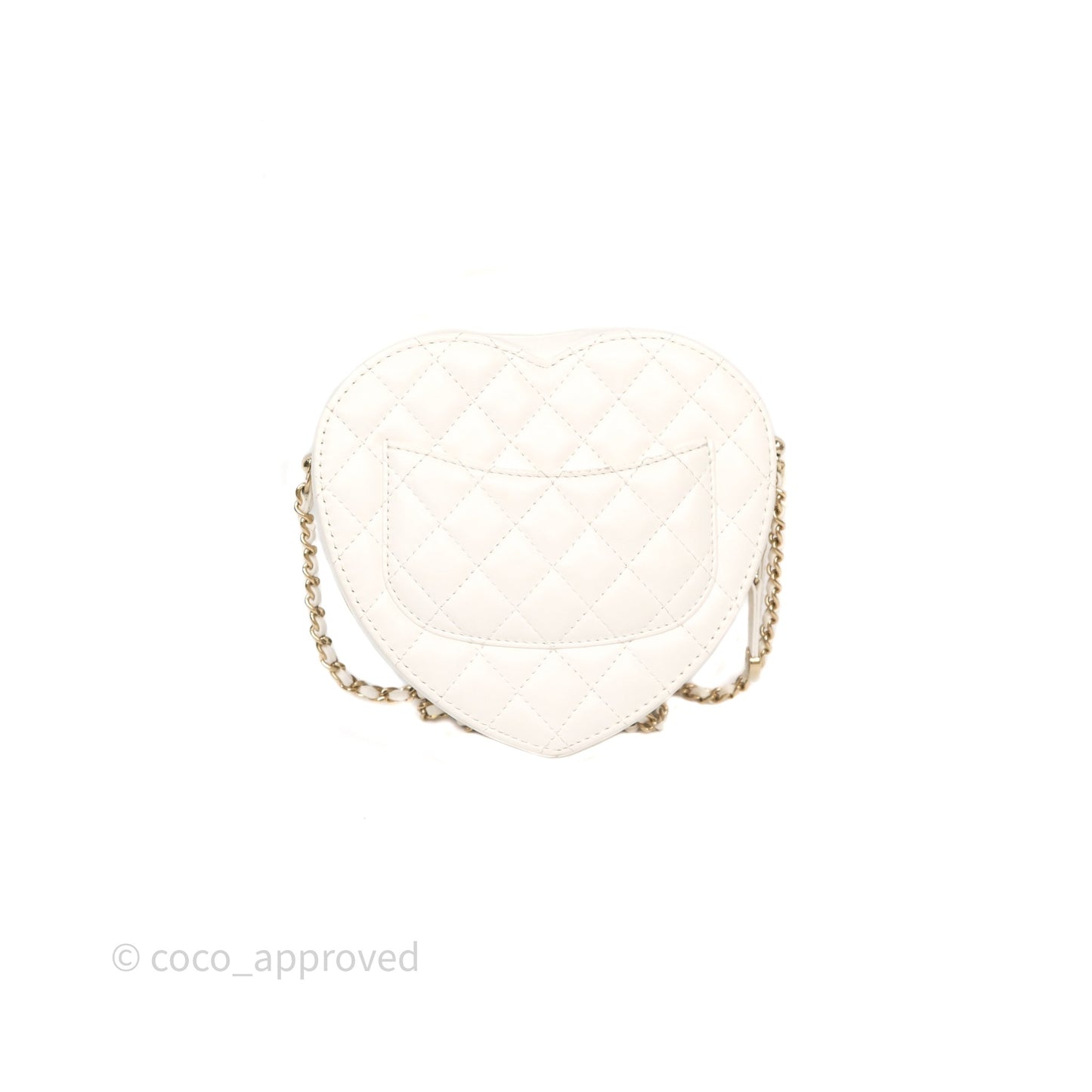 Chanel Large Heart Bag White Lambskin Gold Hardware