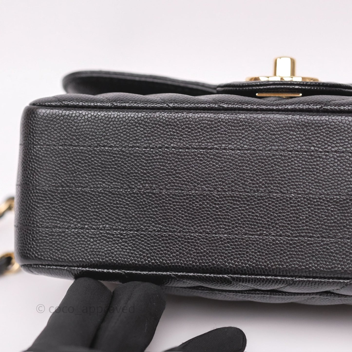 Chanel Mini Rectangular Chevron Black Caviar Gold Hardware