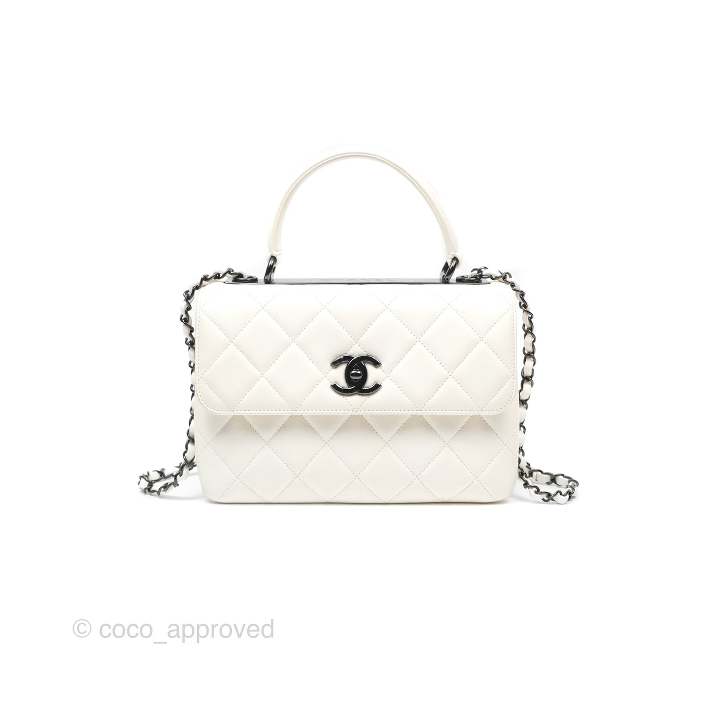 Chanel Trendy CC Small White Lambskin Black Hardware