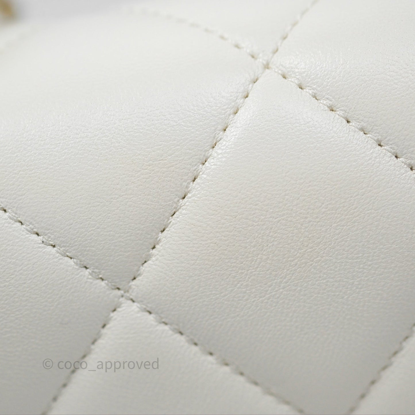 Chanel Quilted Double Pearl Adjustable Chain Flap Bag White Lambskin Aged Gold Hardware 24S
