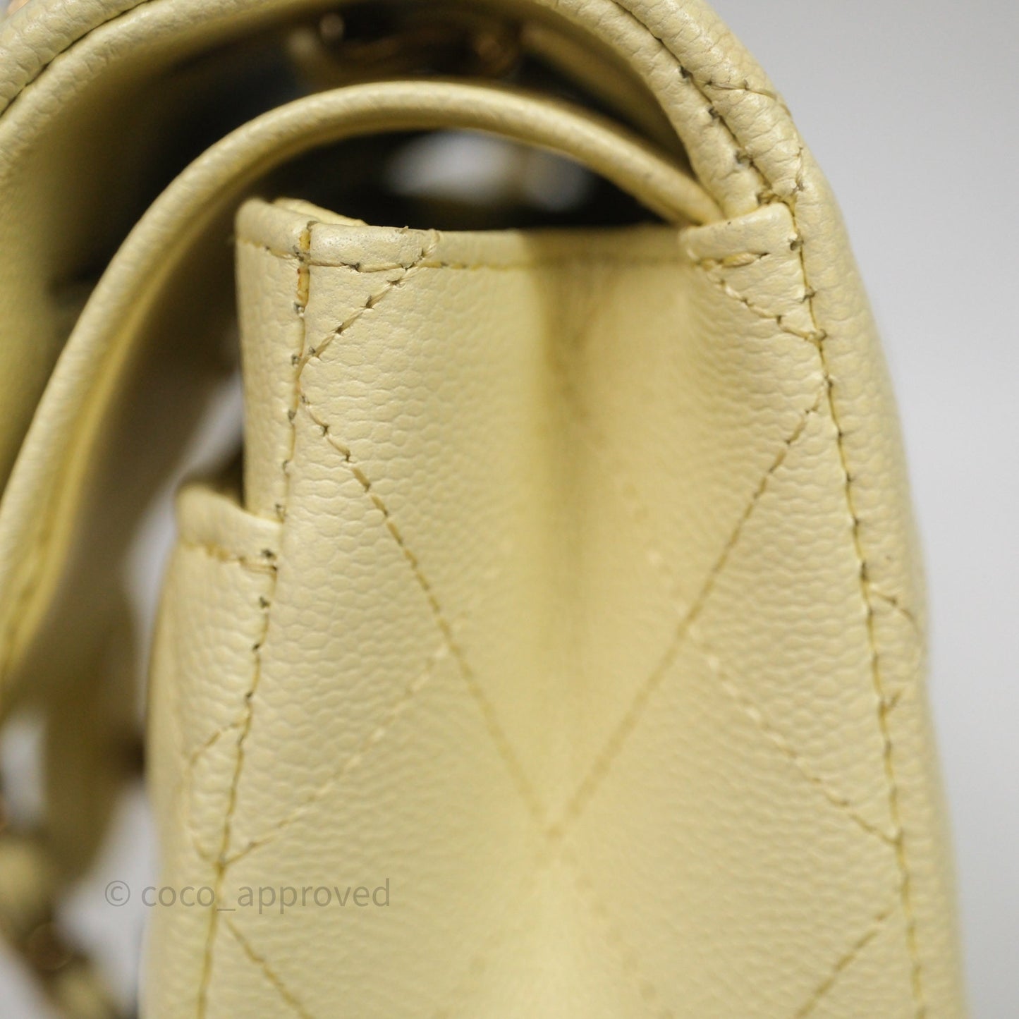 Chanel Small Classic Quilted Flap Light Yellow Caviar Gold Hardware
