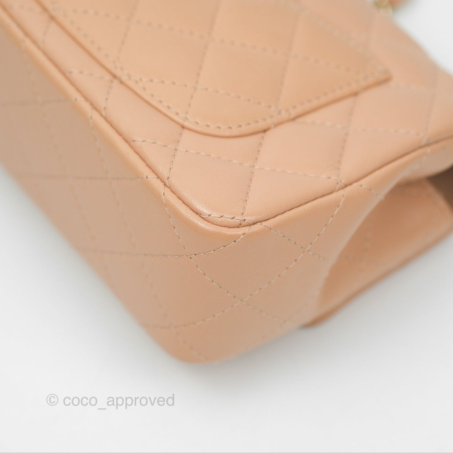 Chanel Quilted Mini Rectangular Beige Lambskin Gold Hardware