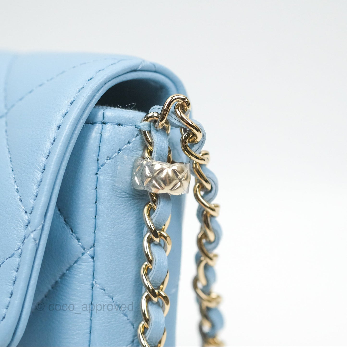 Chanel Mini Clutch With Chain Blue Lambskin Gold Hardware