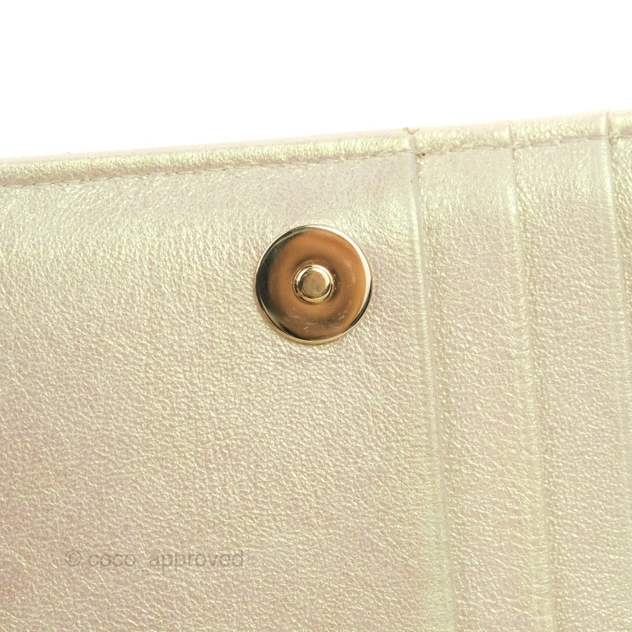 Chanel Quilted Mini Wallet on Chain WOC Iridescent Ivory Gold Hardware 20B