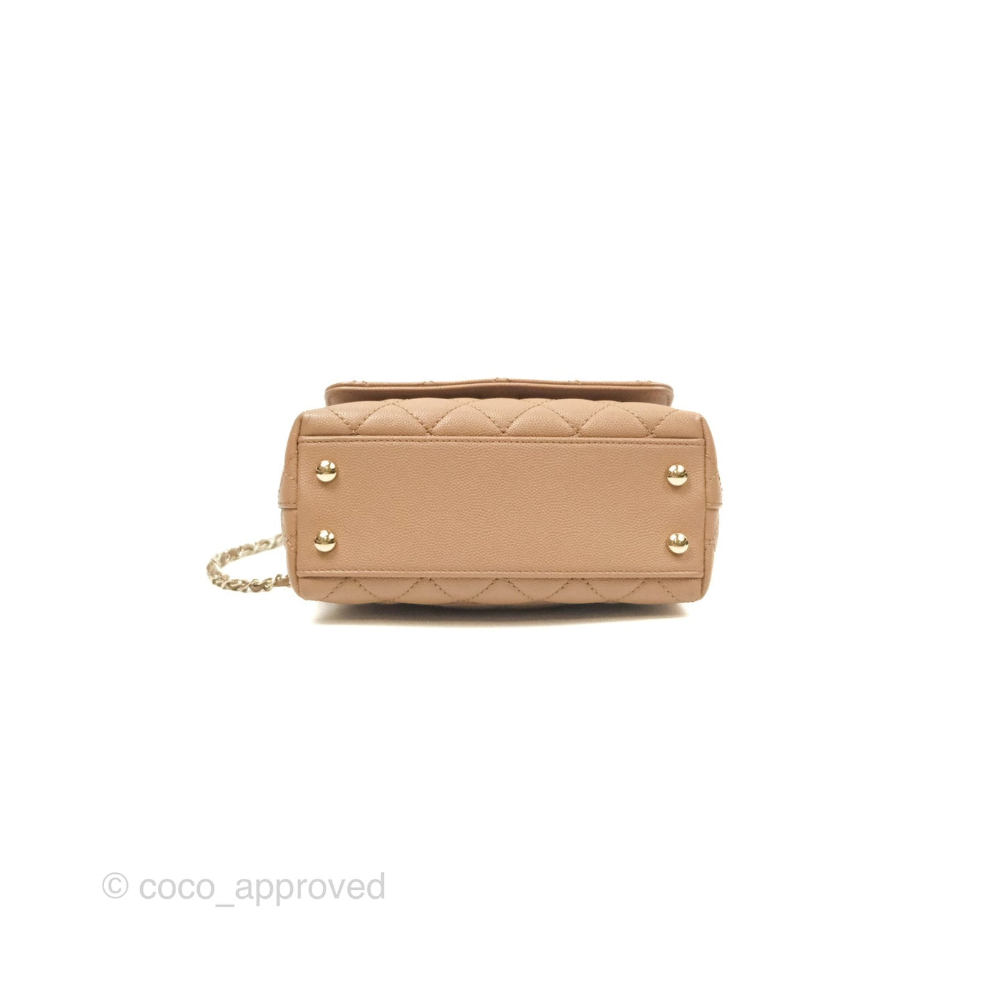 Chanel Mini Coco Handle Quilted Beige Caviar Gold Hardware