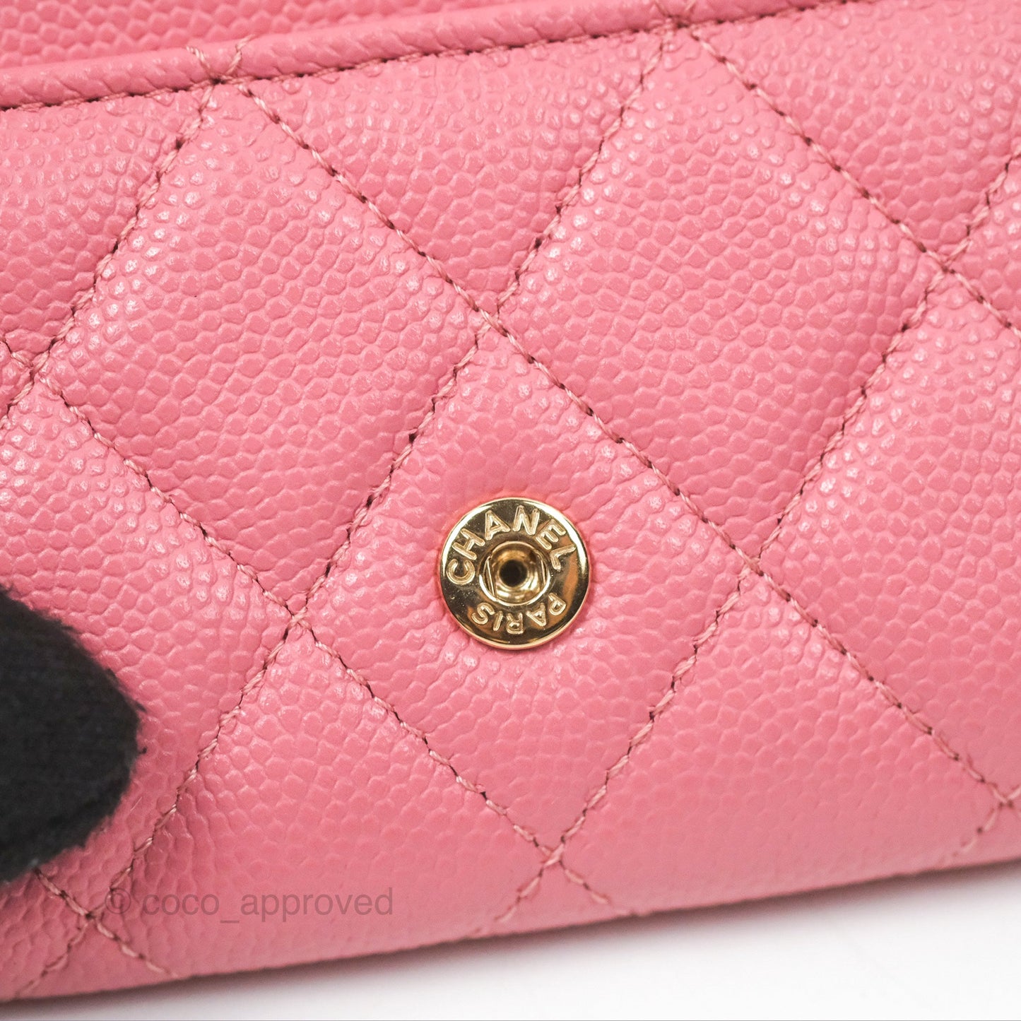 Chanel Quilted Flap Card Holder Pink Caviar Gold Hardware