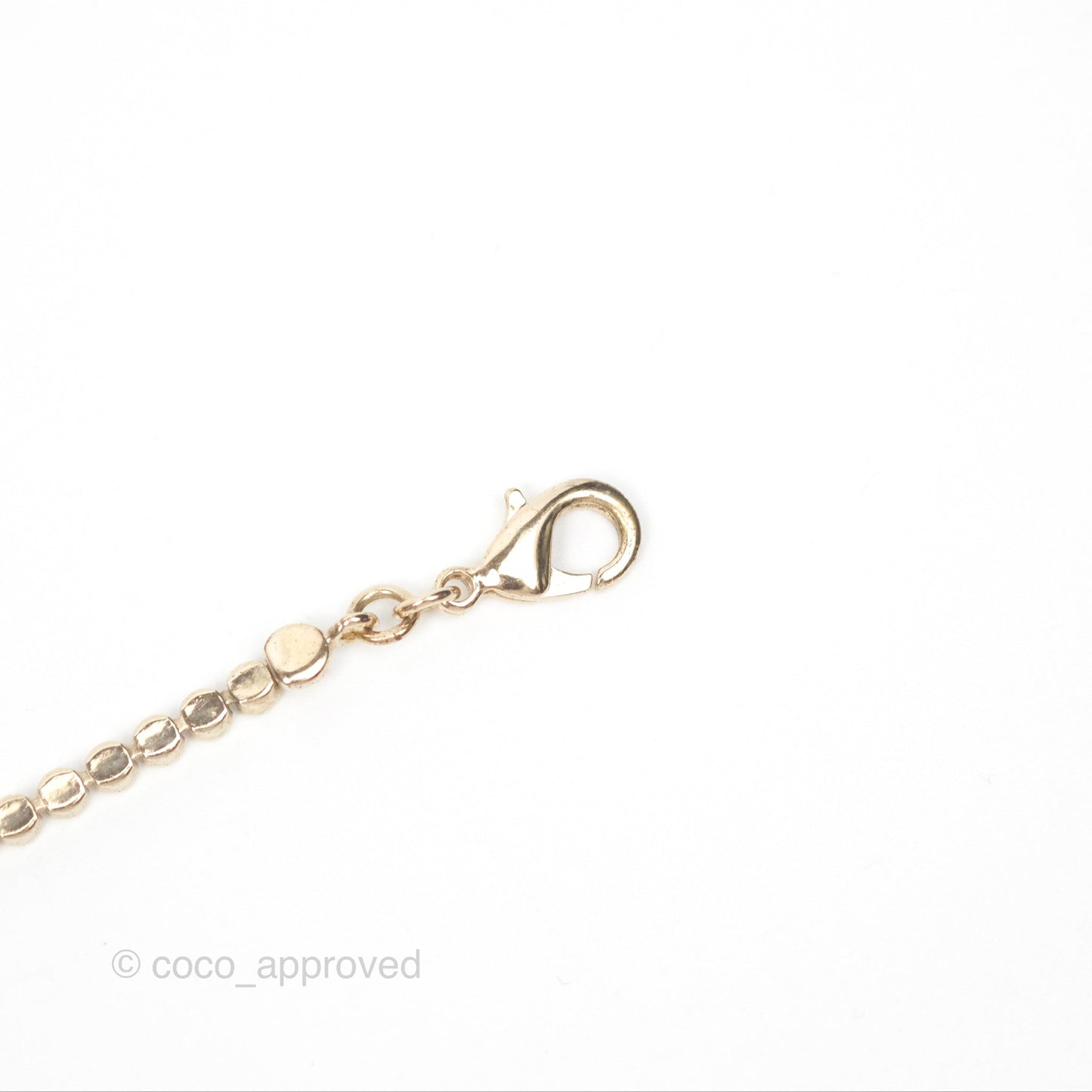 Chanel CC Crystal Chain Choker Necklace Gold Tone 21S