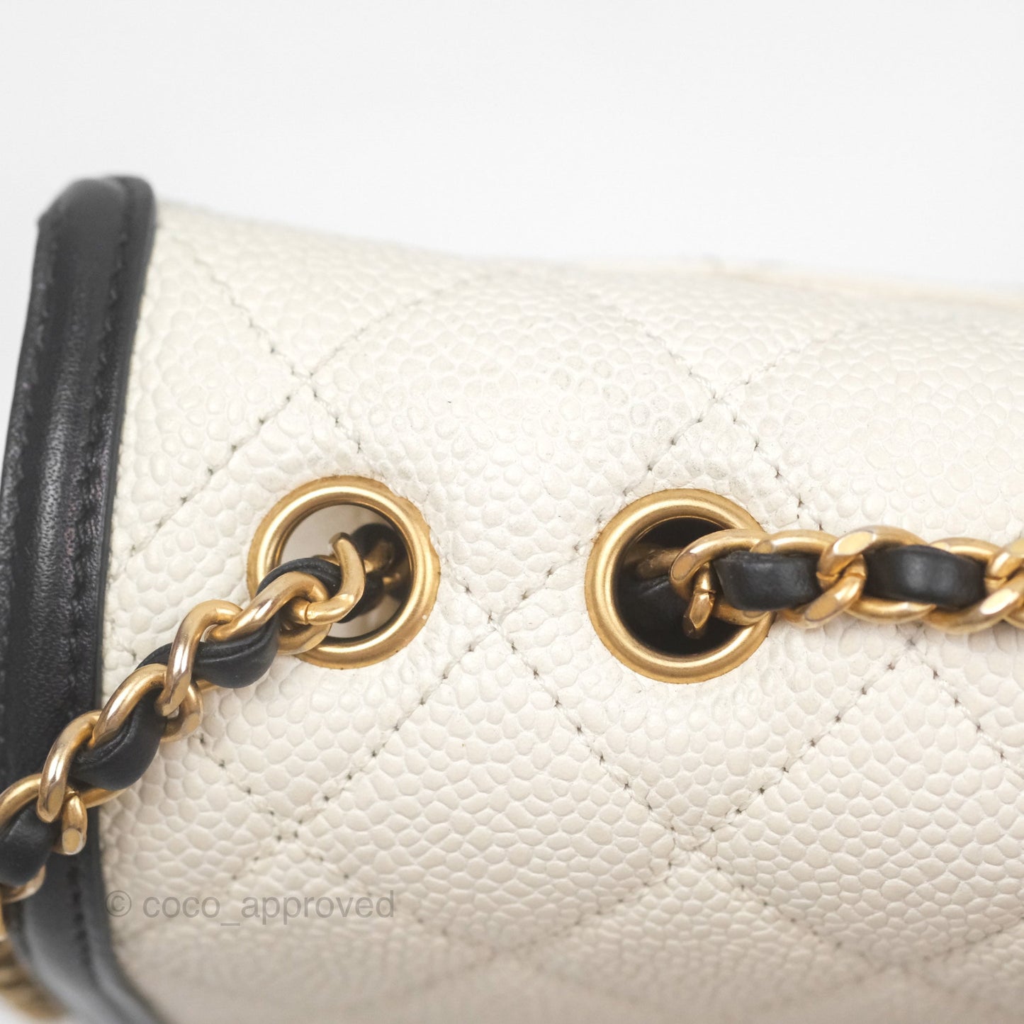 Chanel Small CC Filigree Flap Quilted Ivory Caviar