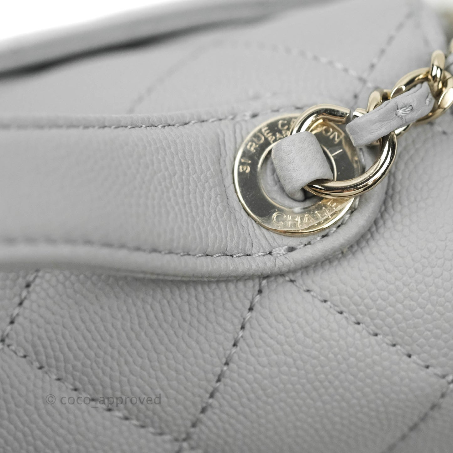 Chanel Quilted Small Business Affinity Flap Grey Caviar Gold Hardware