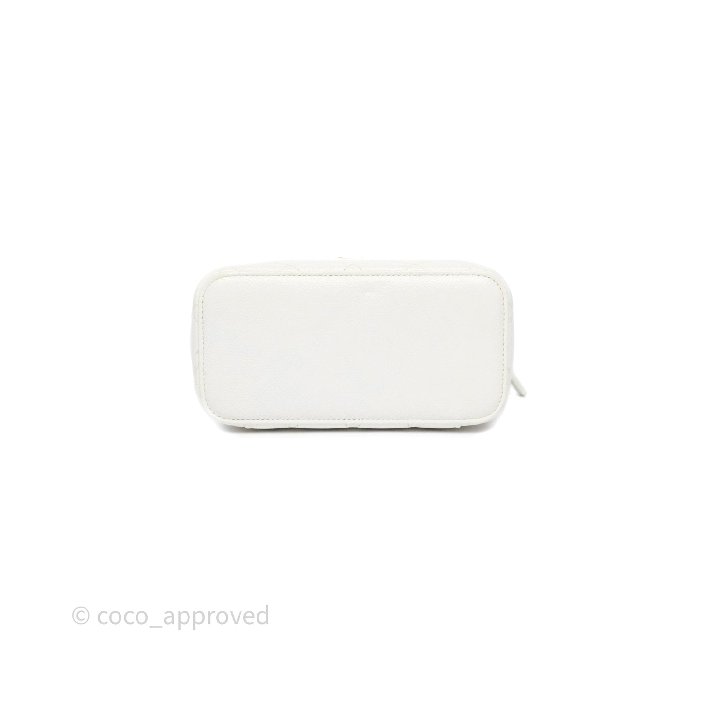 Chanel Logo Top Handle Vanity Rectangular White Caviar Aged Gold Hardware