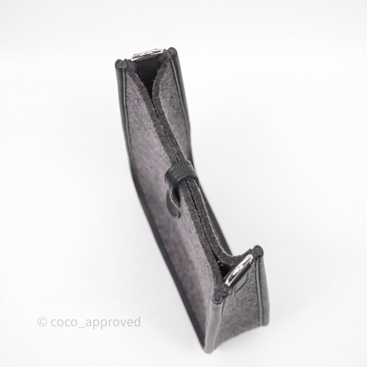 Hermès Mini Evelyne 16 Graphite 88 / Noir 89 Wool Swift Palladium Hardware