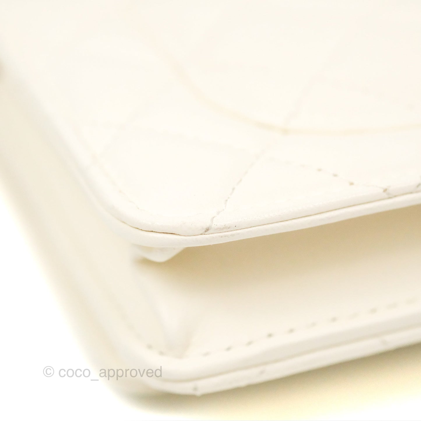 Chanel Quilted Pearl Crush Wallet on Chain WOC White Lambskin Aged Gold Hardware