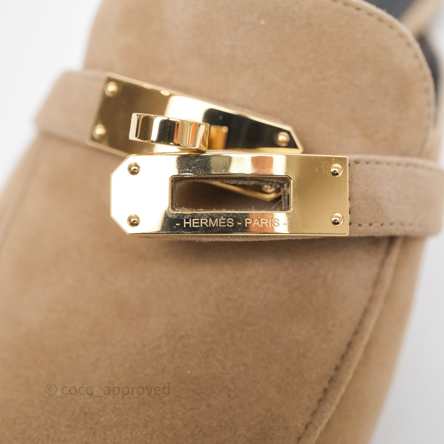 Hermès Oz Velvet Mules in Beige Sable Gold Hardware Size 37.5