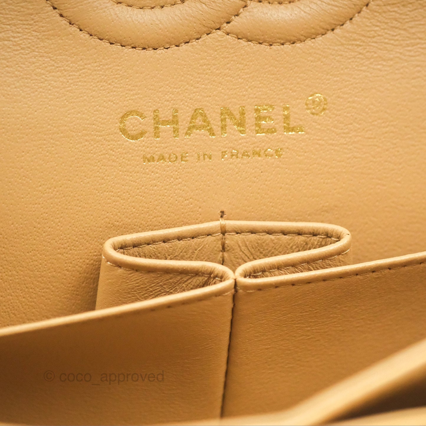 Chanel Vintage Small Classic Flap Beige Lambskin 24K Gold Hardware