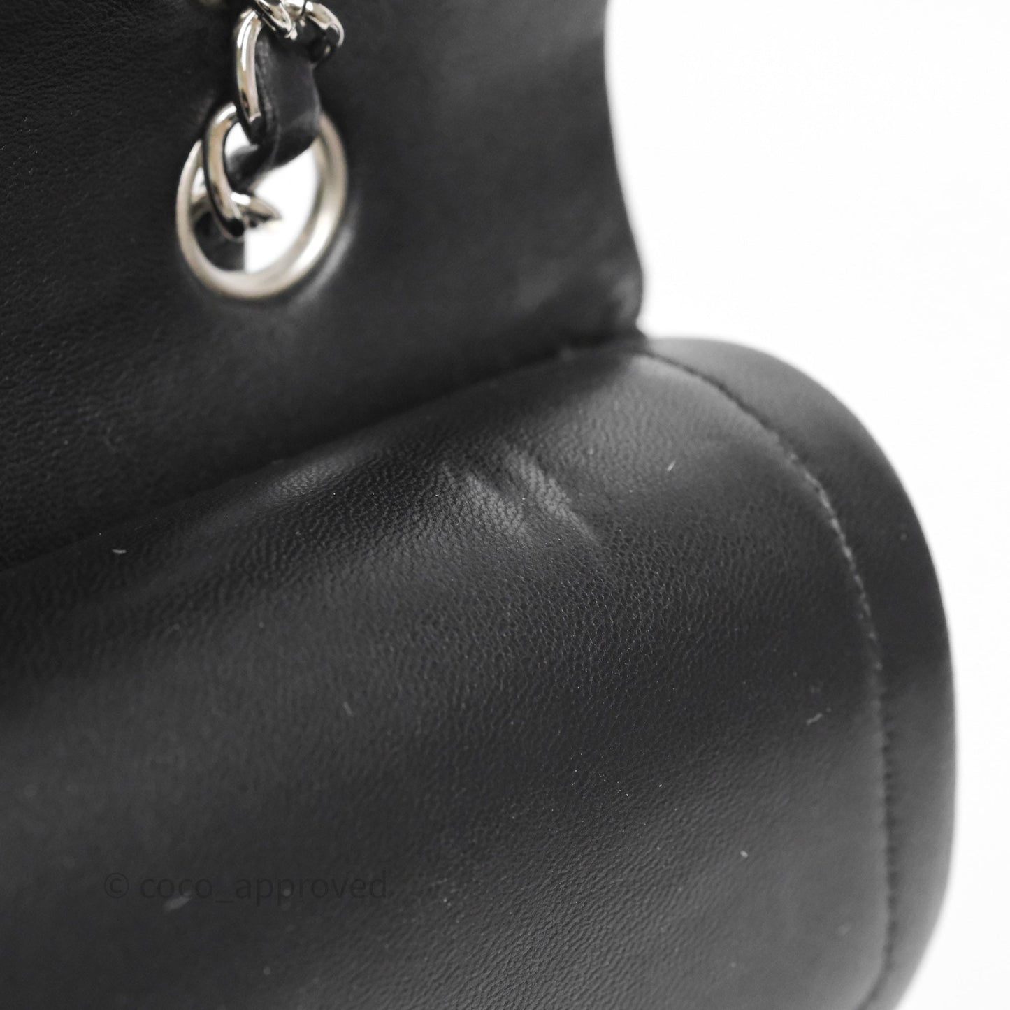 Chanel Classic M/L Medium Flap Quilted Black Lambskin Silver Hardware