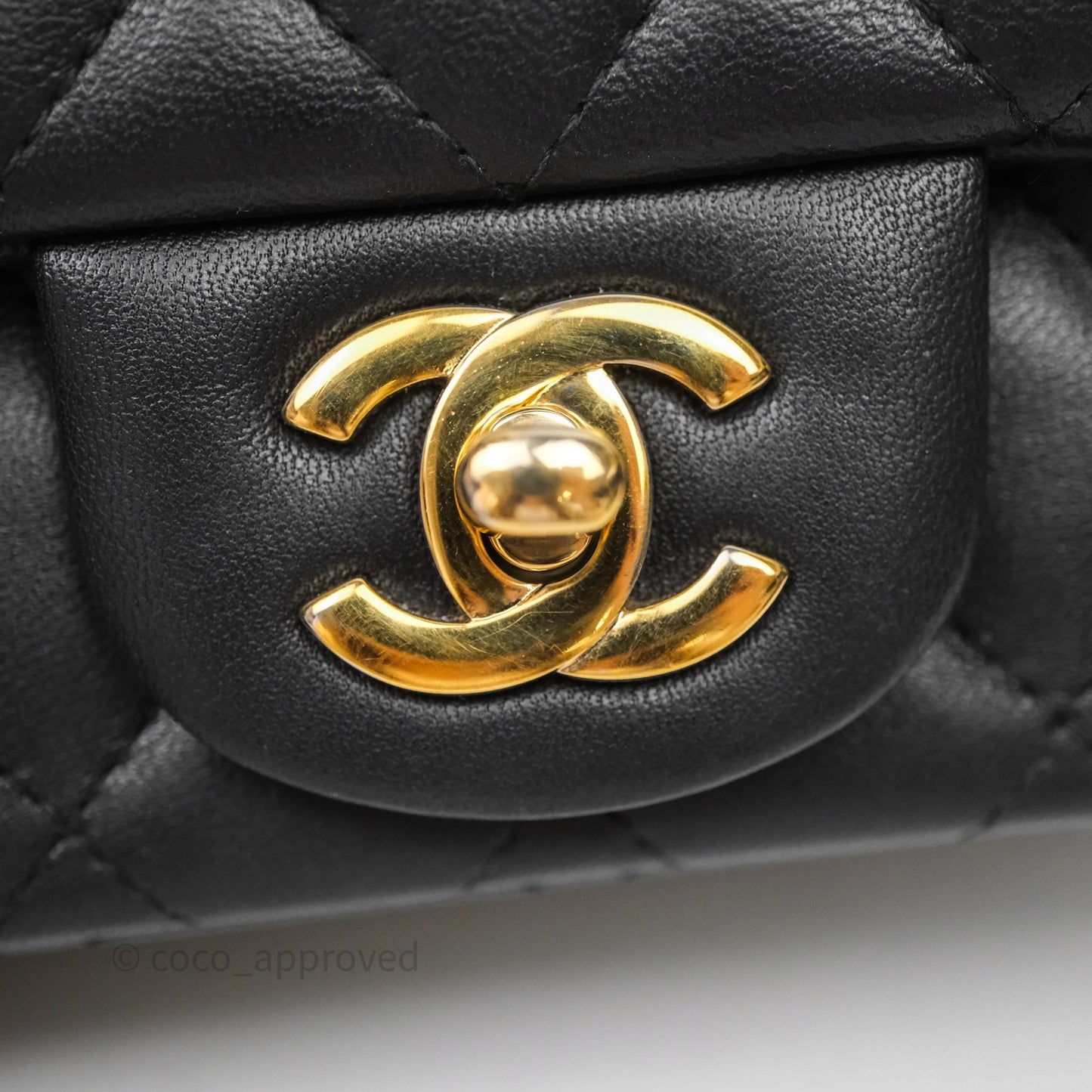 Chanel Mini Square Quilted Black Lambskin Gold Hardware