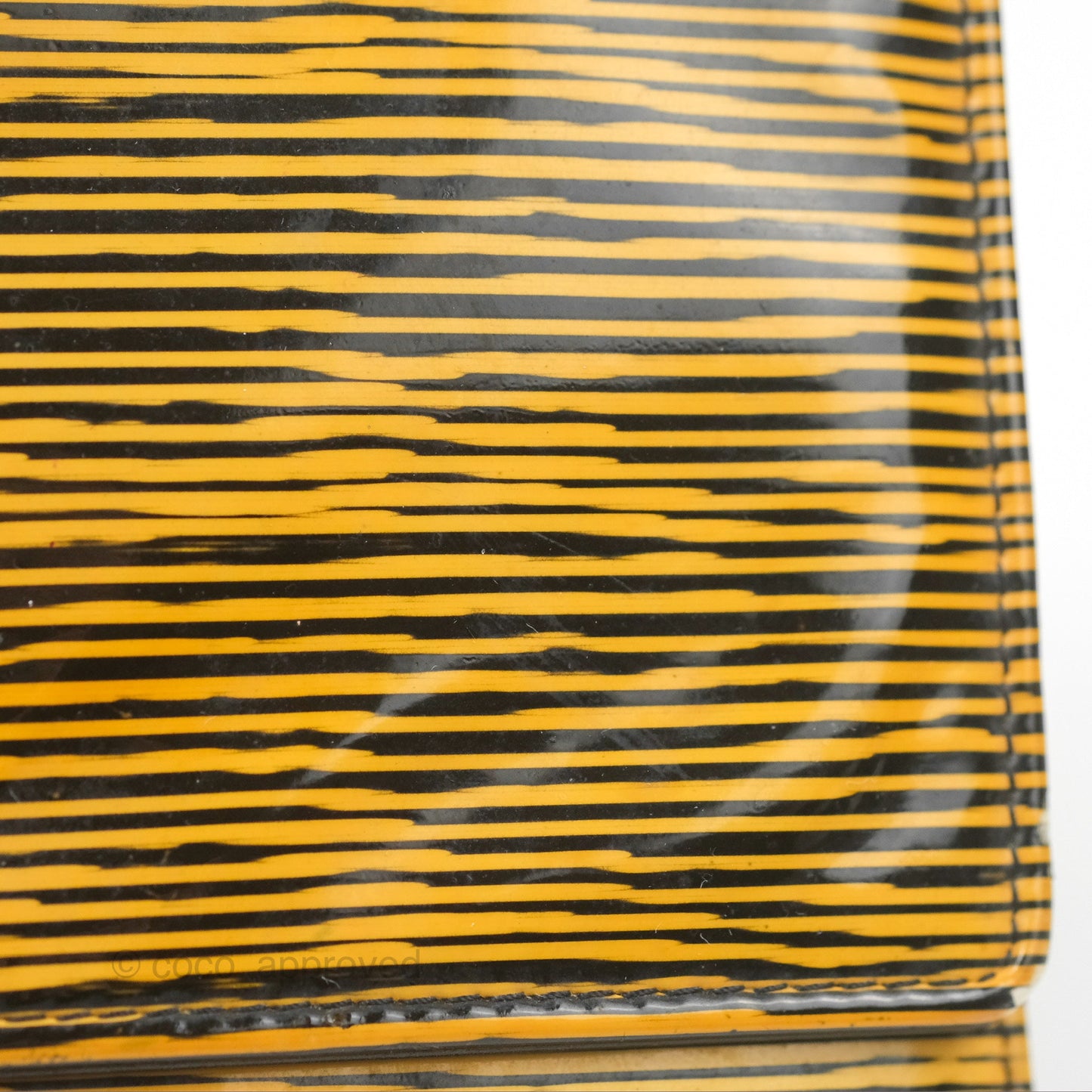 Chanel Wallet on Chain Yellow Black Striped Patent Silver Hardware