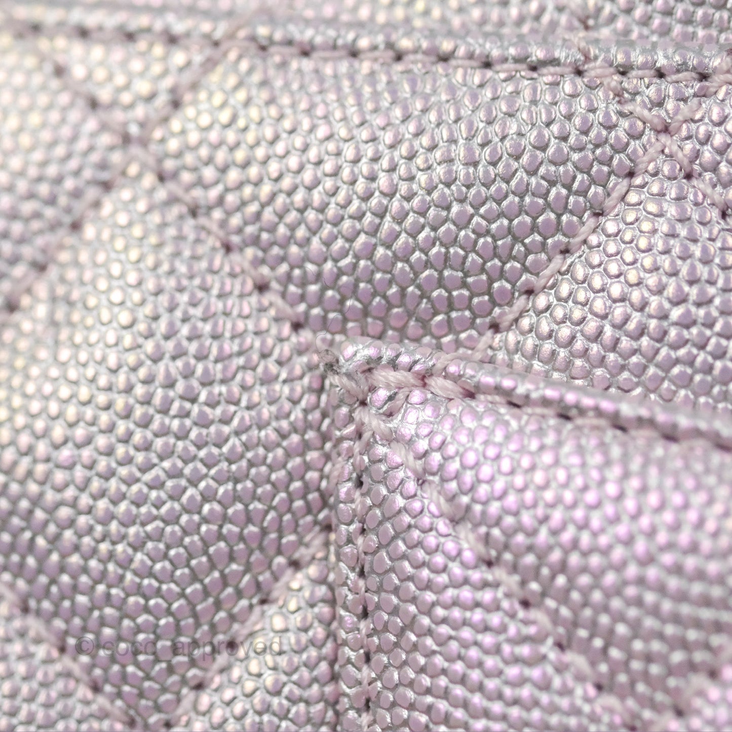 Chanel Mini Coco Handle Quilted Iridescent Purple Caviar Gold Hardware