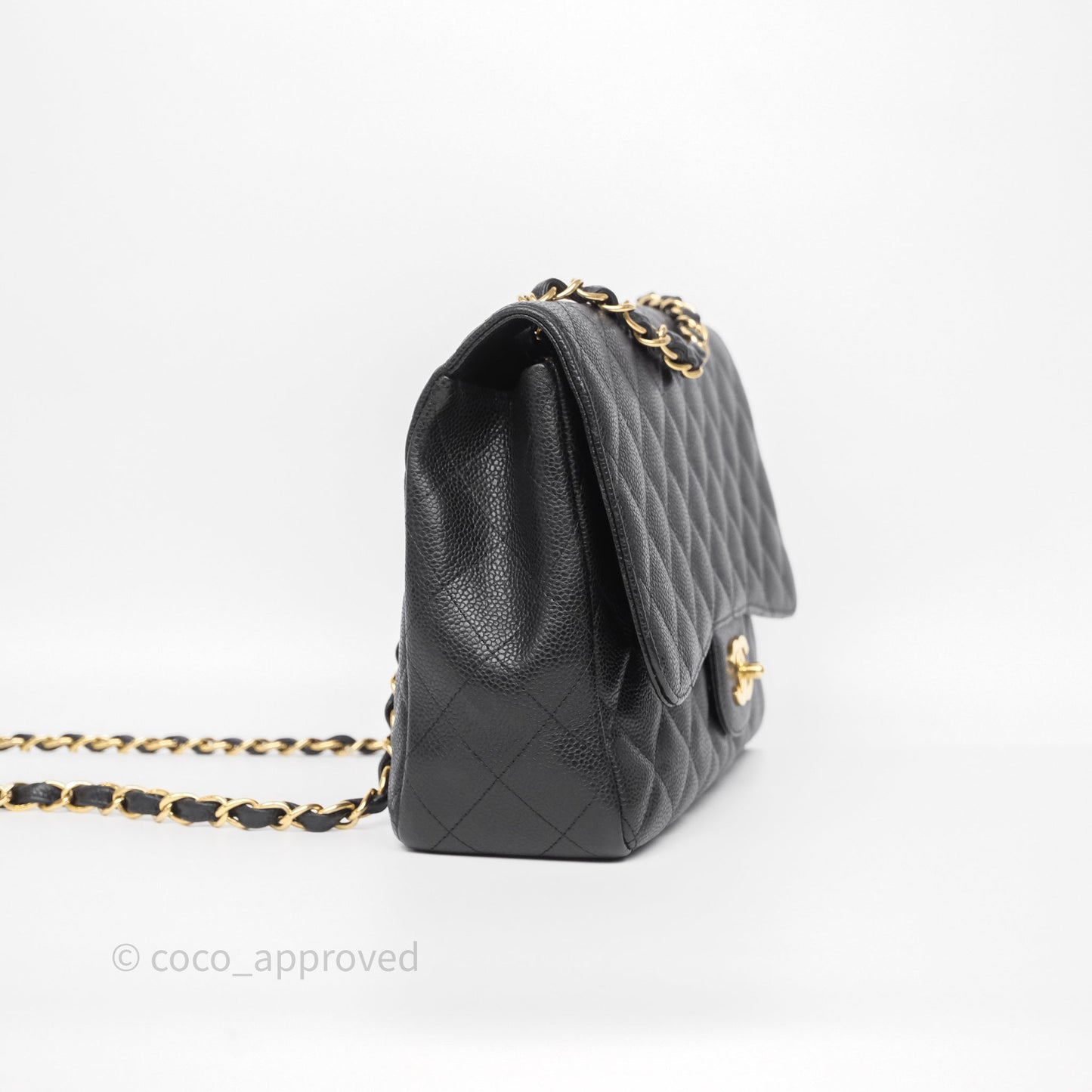 Chanel Jumbo Single Flap Black Caviar Gold Hardware⁣⁣