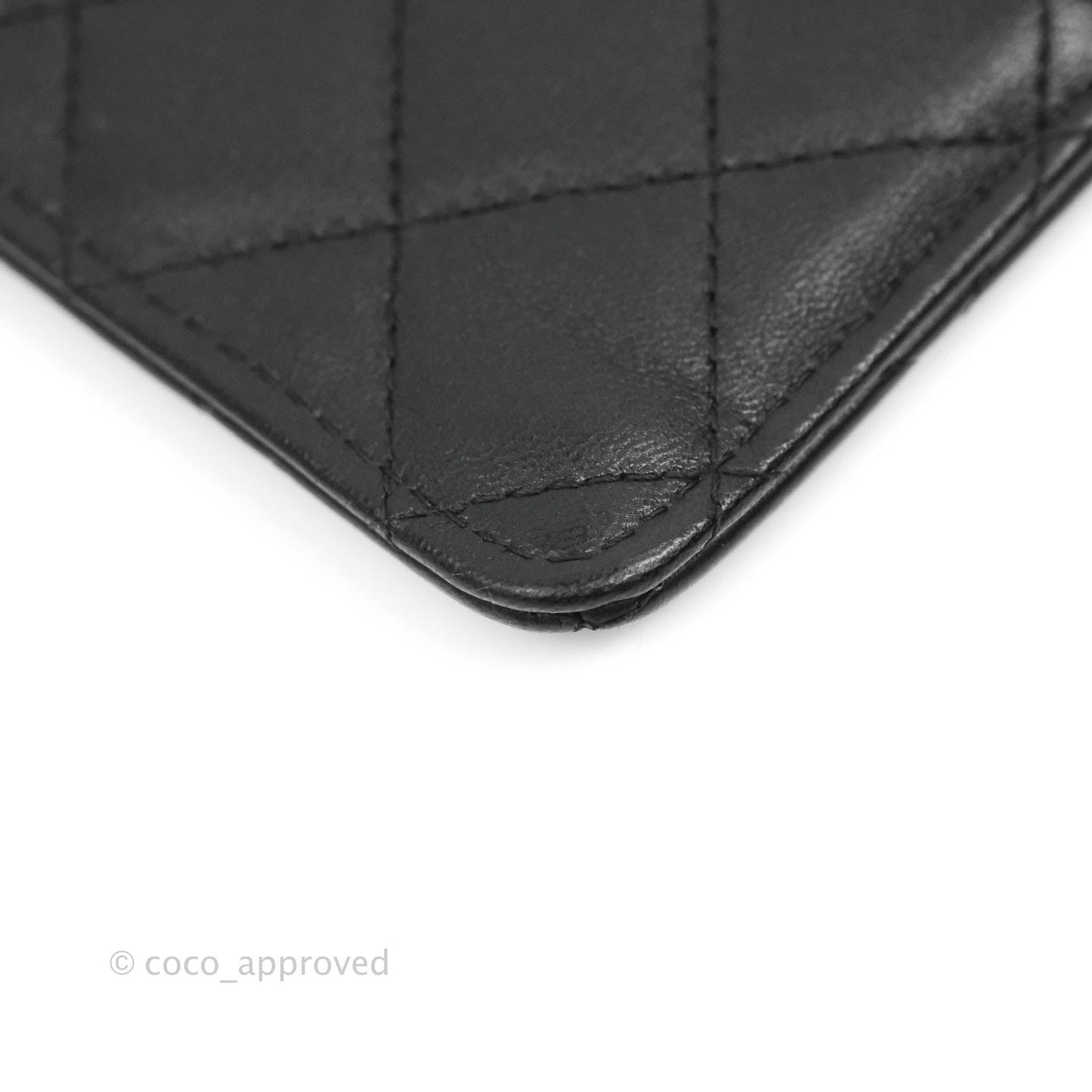 Chanel Classic Flat Black Lambskin Wallet Pouch Gold Hardware