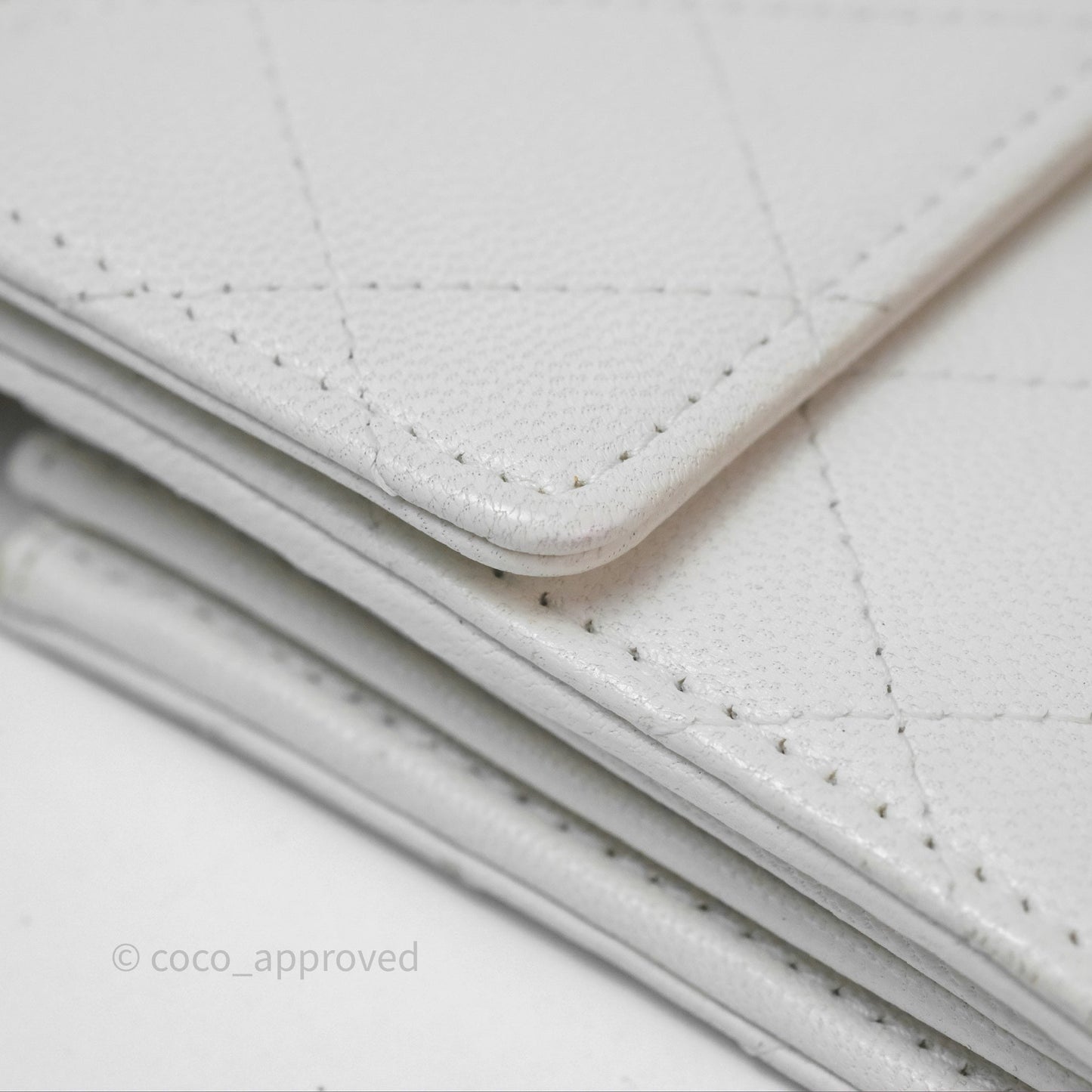 Chanel Quilted Mini Chic Pearls Flap Wallet On Chain WOC White Goatskin Aged Gold Hardware