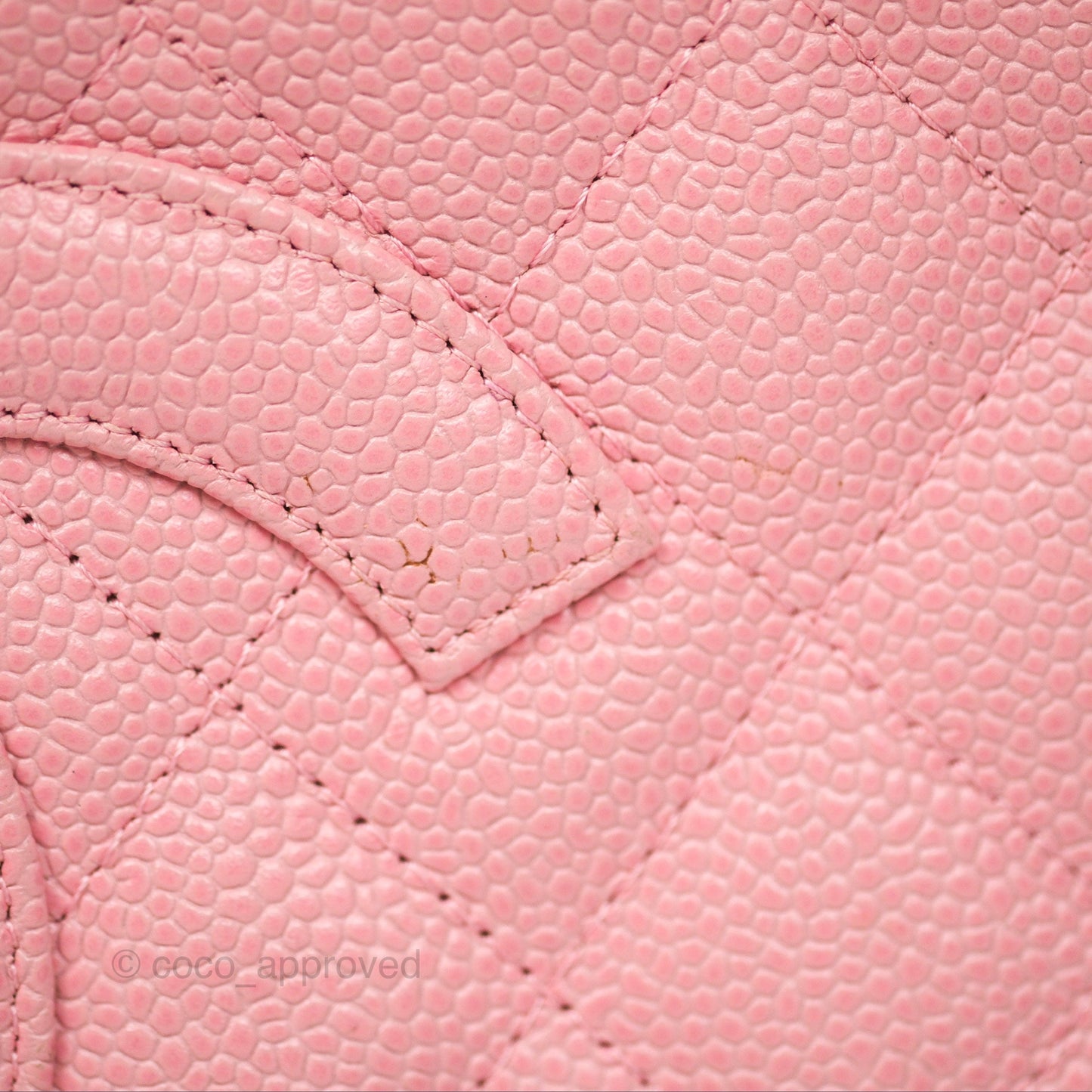 Chanel Vintage CC Quilted Shoulder Bag Pink Caviar Gold Hardware