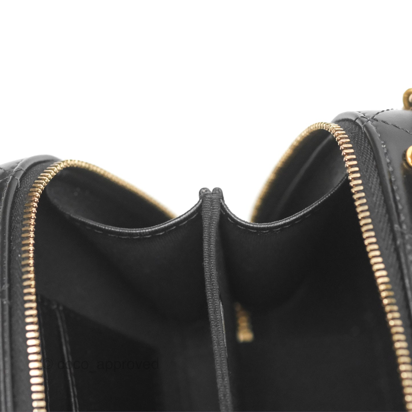 Chanel Top Handle Vanity Case Black Shiny Lambskin Aged Gold Hardware