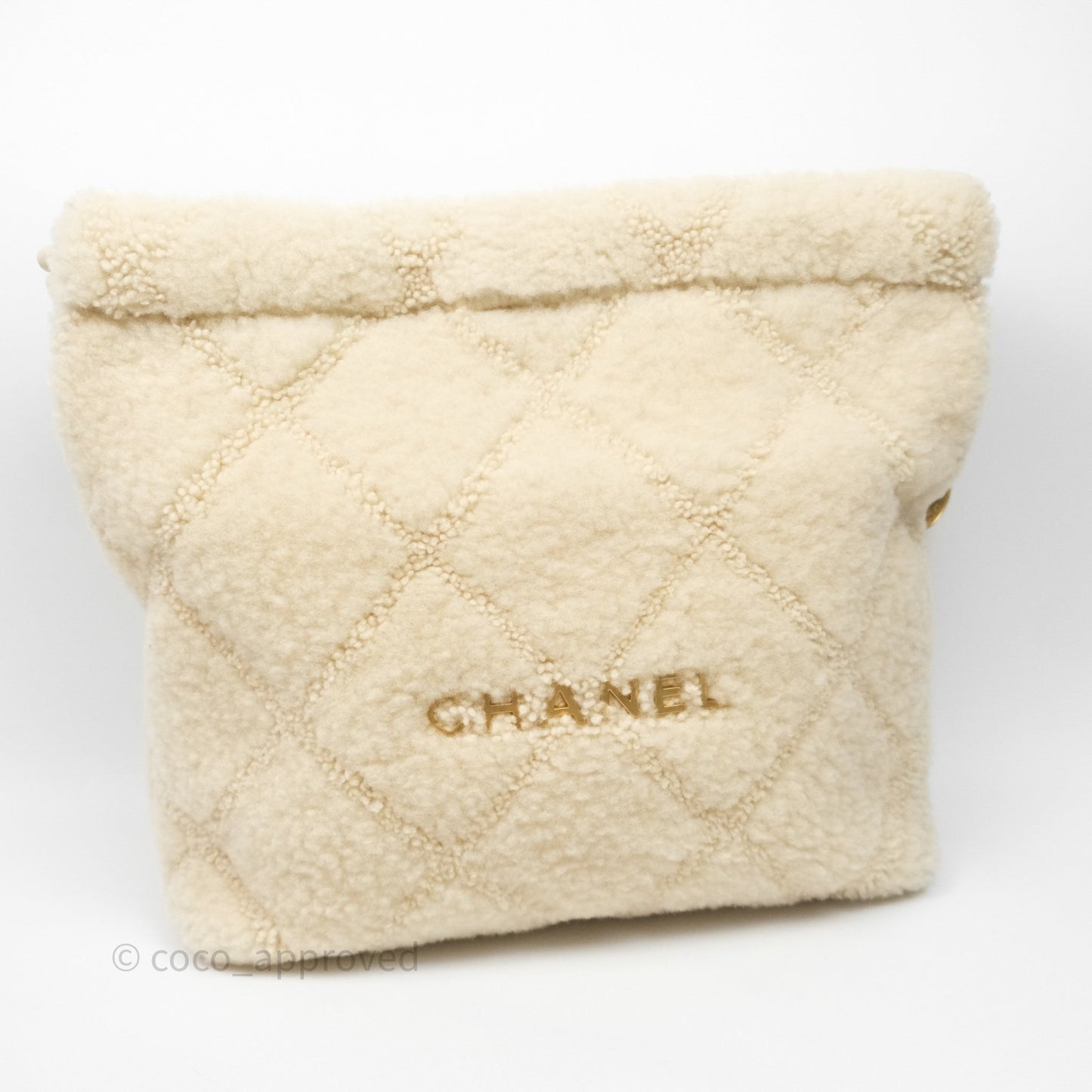 Chanel Small 22 Bag Ecru Shearling Aged Gold Hardware