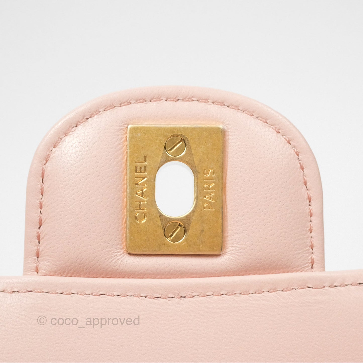 Chanel Top Handle Mini Rectangular Flap Bag Light Pink Lambskin Aged Gold Hardware