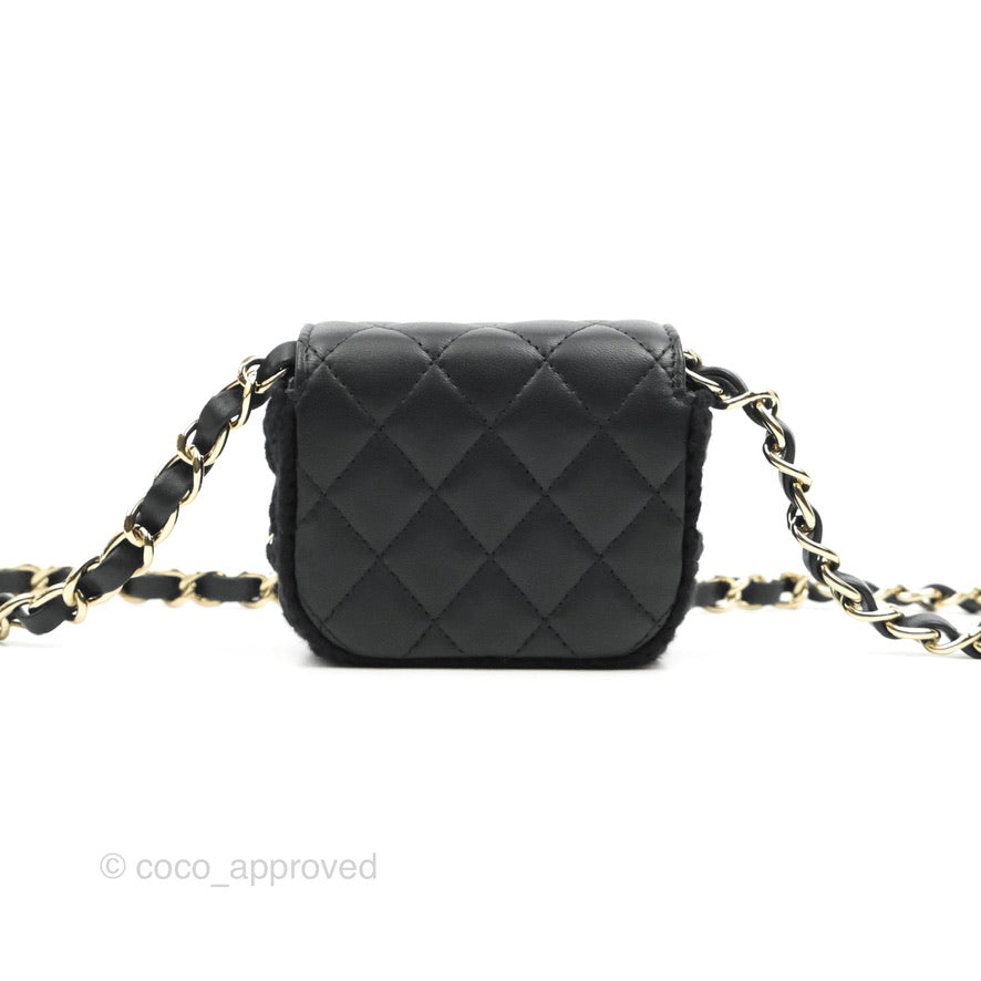 Chanel Mini Bag Black Lambskin Crochet Gold Hardware 22C