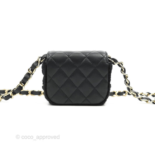 Chanel Mini Bag Black Lambskin Crochet Gold Hardware 22C