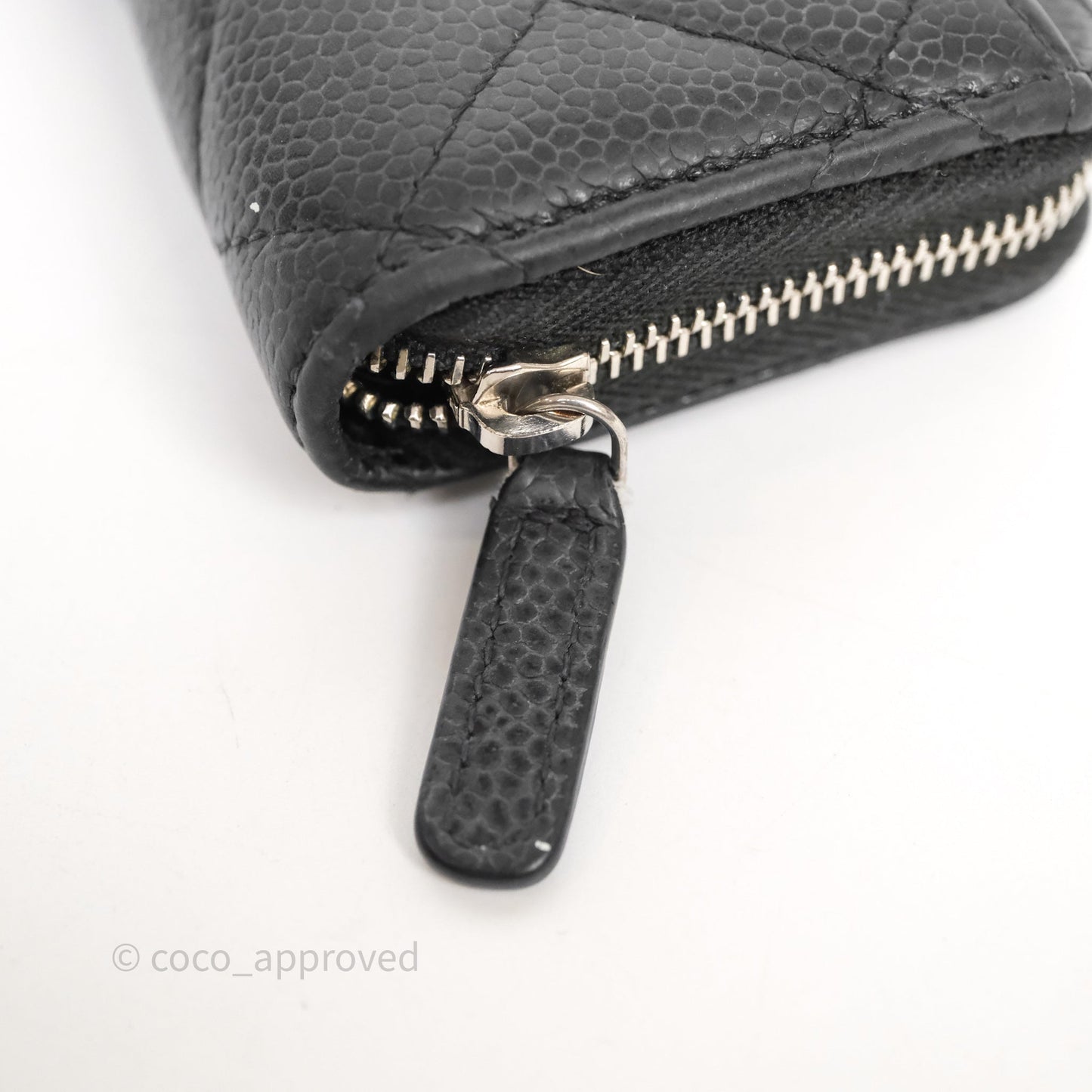 Chanel Classic Zipped Coin Purse Black Caviar Silver Hardware