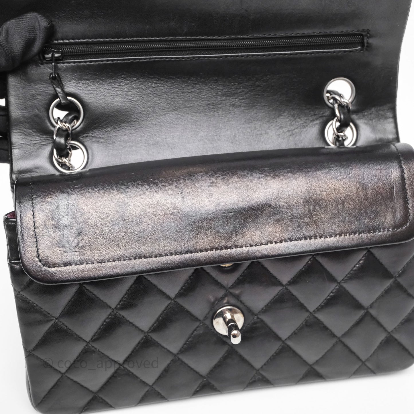 Chanel Small Classic Flap Quilted Black Lambskin Silver Hardware