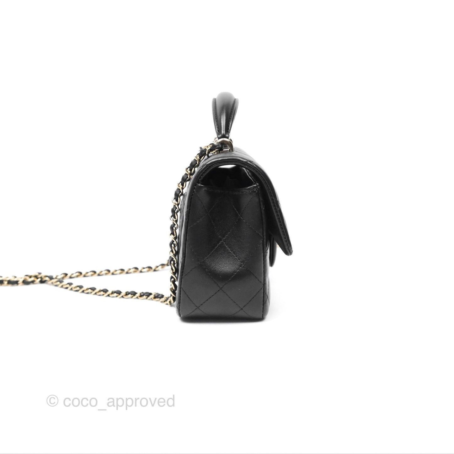 Chanel Top Handle Mini Rectangular Flap Bag Black Lambskin Gold Hardware