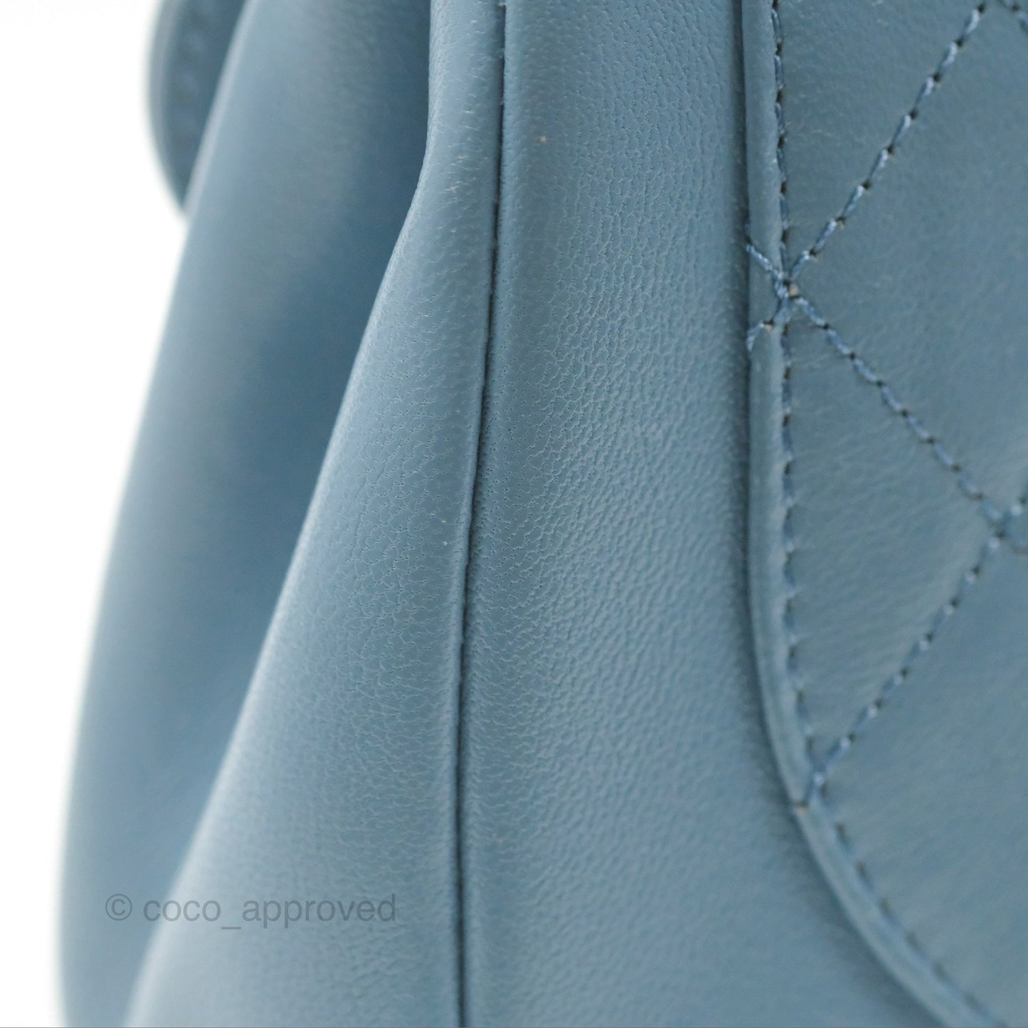 Chanel Curved Flap Bag Blue Lambskin Aged Gold Hardware