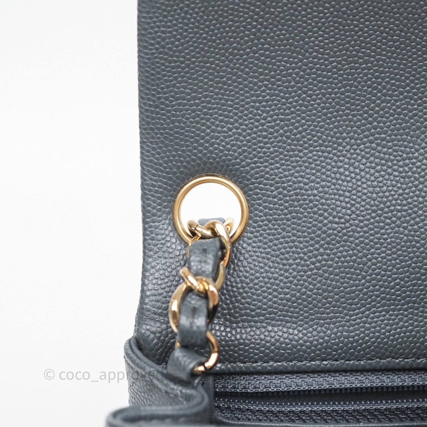 Chanel Mini Square Flap Quilted Dark Grey Blue Caviar Gold Hardware