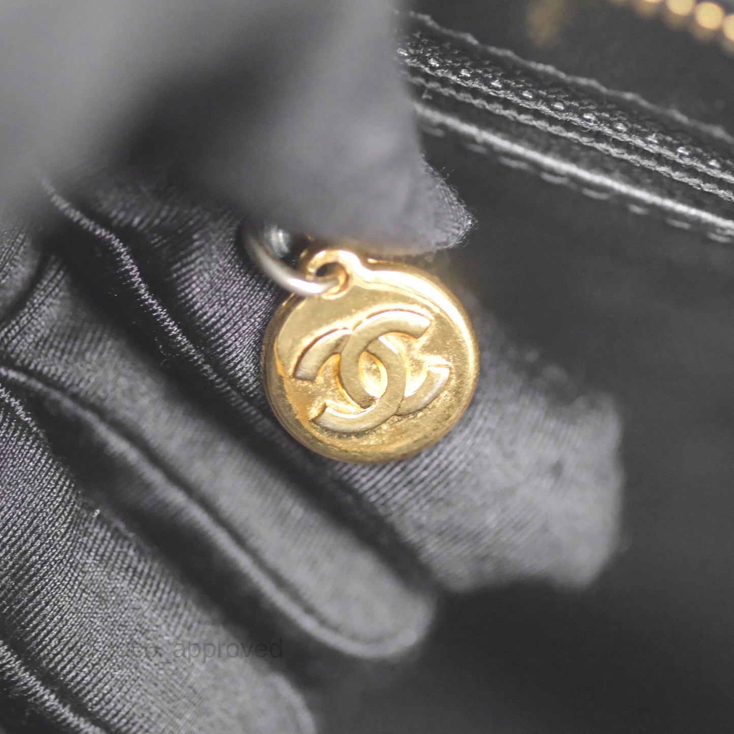 Chanel Vintage Medallion CC Black Caviar Tote Bag Gold Hardware