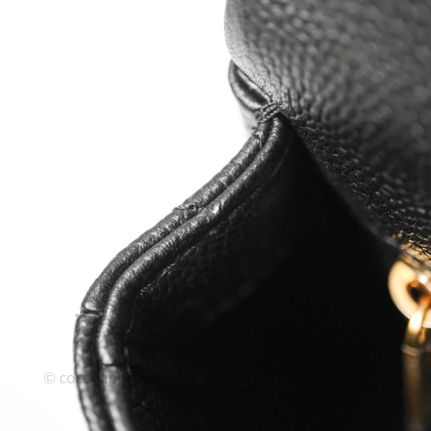 Chanel Mini Flap Bag Heart Adjustable Chain Black Caviar Aged Gold Hardware