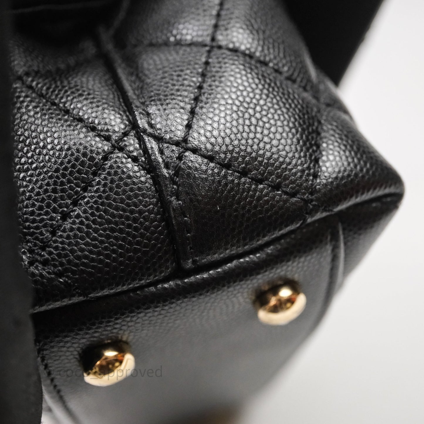 Chanel Small Quilted Coco Handle Black Caviar Gold Hardware